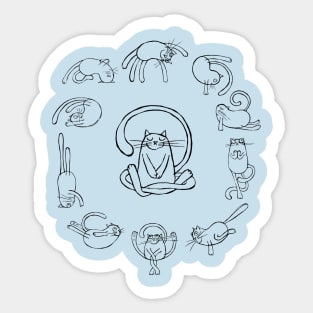 Yoga Cats black Sticker